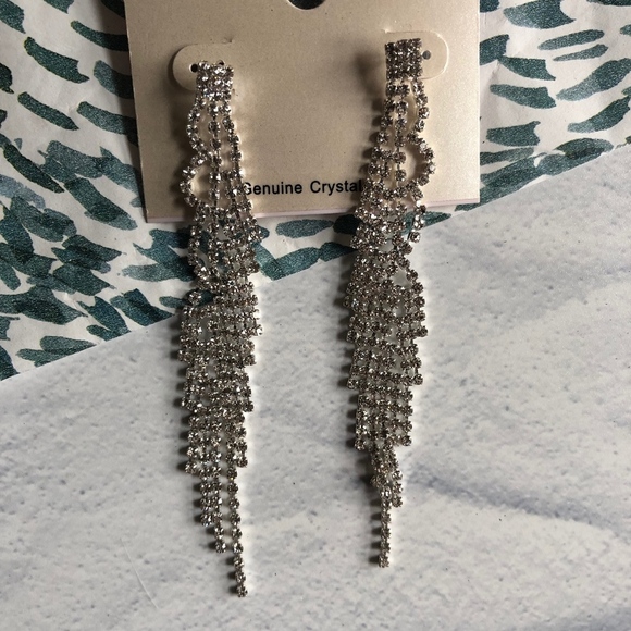 Earrings Lot—3 pairs Dangly Prom Rhinestone - Picture 3 of 7